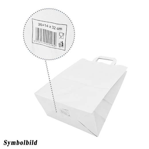 Papiertragetaschen 28 x 22 x 10 cm mit EAN-Code weiss, 50 Stk.