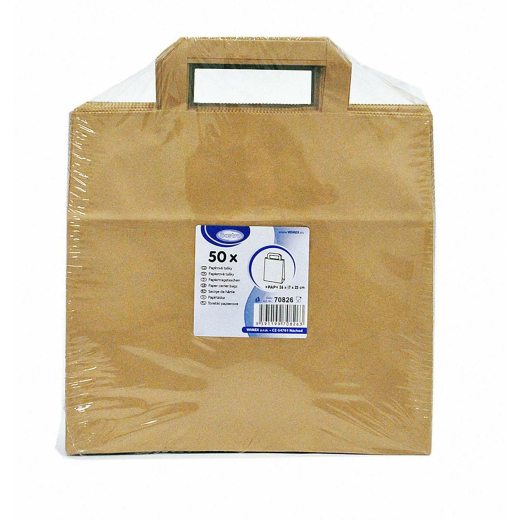 Papiertragetaschen 25 x 26 x 17 cm mit EAN-Code braun, 50 Stk.