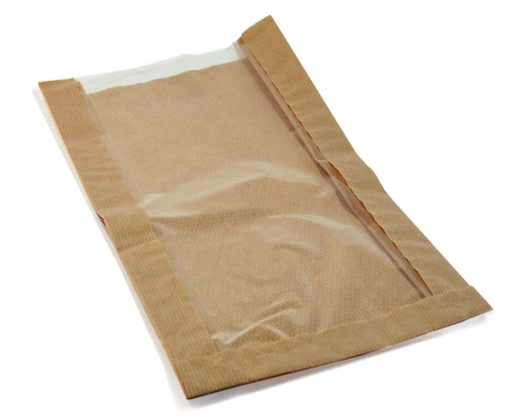 Papierfaltenbeutel für Gebäck 18 + 6 x 32 cm, mit Fenster 13cm, 1000 Stk.