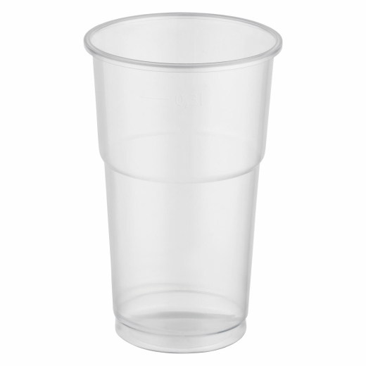Trinkbecher mit Eichstrich klar 0,3 l, 300ml, PP, extra stark, Ø 78 mm, 50 Stk.