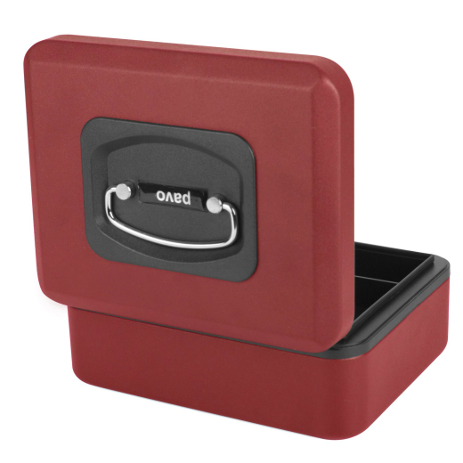 Deluxe Geldkassette mit praktischer Öffnungsfunktion 200mm, rot
