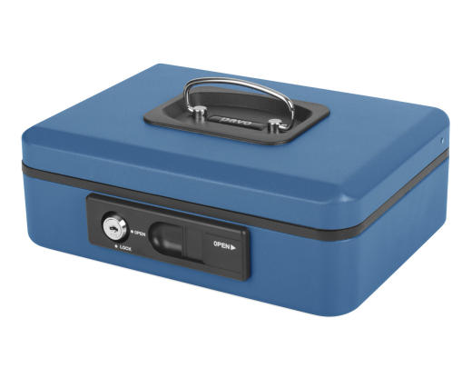 Deluxe Geldkassette mit praktischer Öffnungsfunktion 250mm, blau