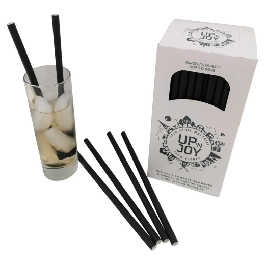 Papiertrinkhalme FSC® Papier Longdrink schwarz Ø 6mm 195 mm, 250 Stk.