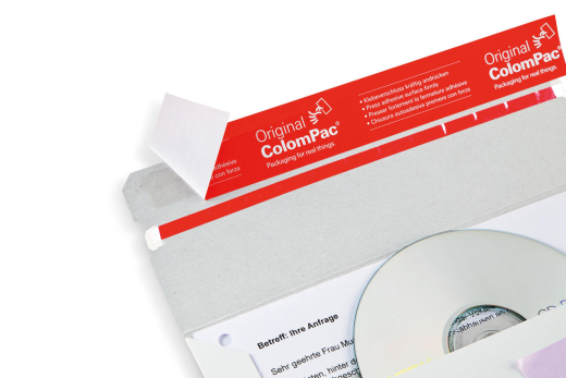 ColomPac Versandtaschen mit Querbefüllung 227 x 160 x -30 mm Vollpappe Selbstklebeverschluss Aufreißfaden weiß