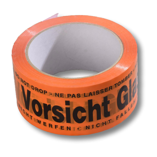 Warnklebeband 'Vorsicht Glas' PP Acrylatkleber geräuscharm 50mm x 66m