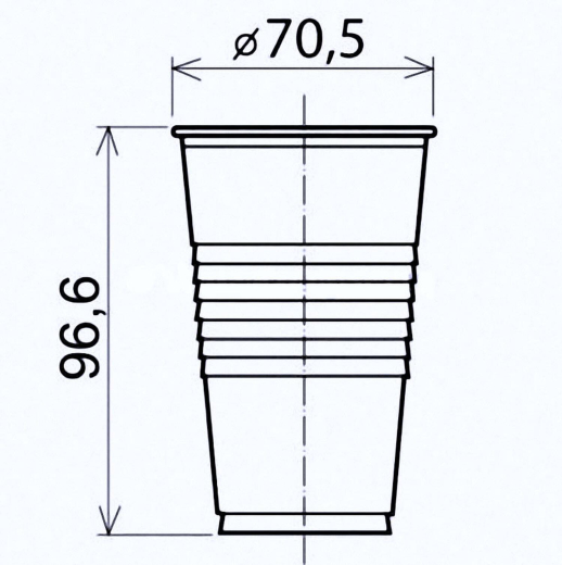 Trinkbecher weiß 200 ml Eichstrich bei 0,2 L, PP, Ø 70 mm, 100 Stk.
