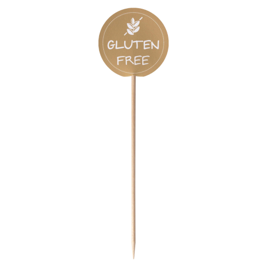 Kennzeichnungspicker Deko-Picker 'Glutenfrei' 12 cm braun, 100 Stk.