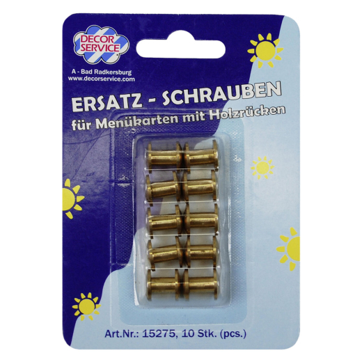 Ersatzschrauben für Speisekarten Ø10 mm, Kupfer, 8 mm lang, Packung 10 Stück
