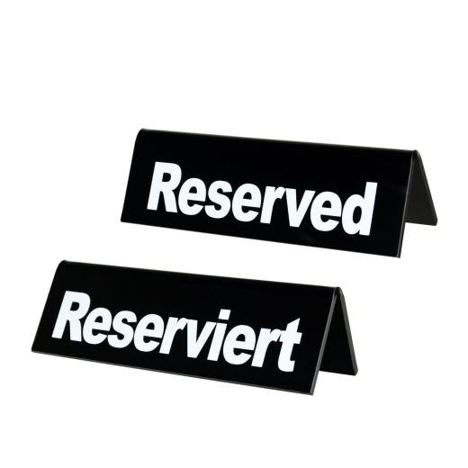 Tischaufsteller 'Reserviert' aus Acrylglas, schwarz, 13x3.5x4cm, 1 Stk.