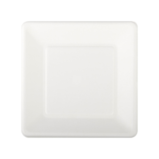 Teller aus Bagasse, naturweiß, quadratisch 16.5cm, 50Stk.