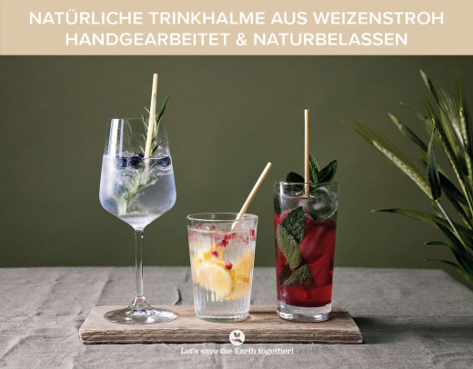 Trinkhalme aus Stroh natur Ø3-5mm 15cm, 500 Stk.
