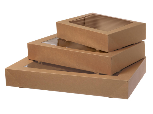 Fensterkarton Cateringkarton Geschenkkarton Transportkarton mit Sichtfenster 36 x 25 x 8 cm