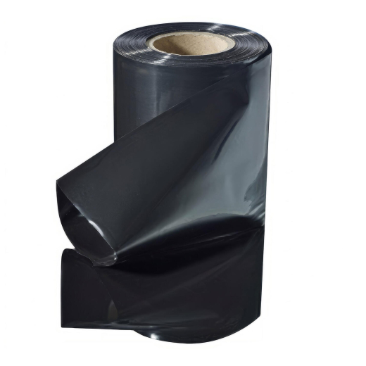 Schlauchfolie 300mm breit, 100my, opak - blickdicht, schwarz, 250 lfm.
