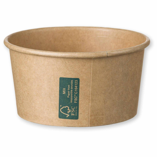 Eisbecher Feinkostbecher aus Kraftpapier FSC® rund 140ml braun mit Deckel, 50 Stk.