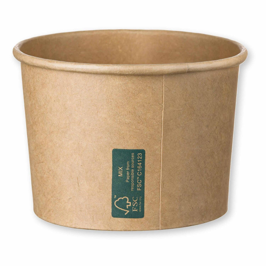 Eisbecher Feinkostbecher aus Kraftpapier FSC® rund 230 ml braun Ø 90 mm, 50 Stk.