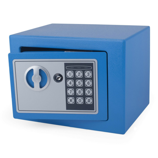 Tresor Safe 23x17x17cm mit elektronischem Zahlenschloss für Tisch/Wandmontage blau