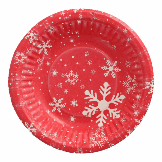 Pappschalen rund tief 'Winterzauber' Ø 19 cm x 3 cm rot, 50 Stk.