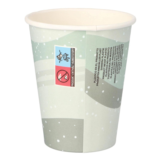 Heißgetränkebecher Pappbecher Wintermotiv 'Schneemann auf Ski' 200ml, 50 Stk.