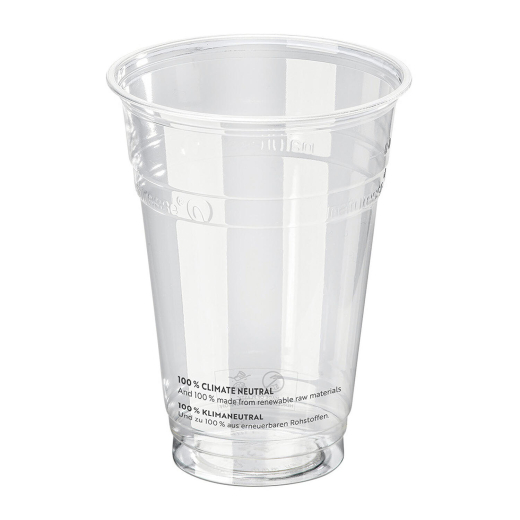 Einweg-Trinkbecher 400 ml mit Eichstrich Ø 96 mm aus PLA, 50 Stk.