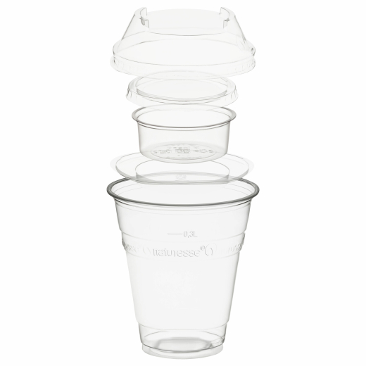 Trinkbecher 300ml+Domdeckel+Einsatzbecher stapelbar aus PLA 100 Stk.
