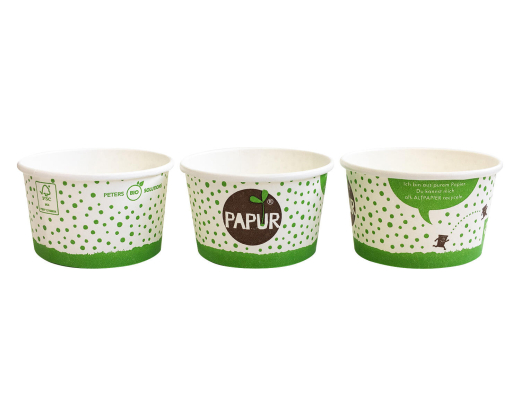 Eisbecher Pappbecher PAPUR 100% ohne Kunststoff 260ml Ø92 Höhe 55mm, 50 Stk.