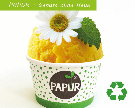 Eisbecher Pappbecher PAPUR 100% ohne Kunststoff 260ml Ø92 Höhe 55mm, 50 Stk.