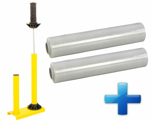 Sparset 2 Rollen Handstretchfolie Handwickelfolie 17my 45cm mit Abroller B'STAR