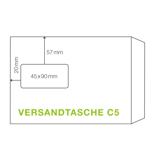ÖKI Fenstertasche C5T 162x229mm weiß, 90 gr. Haftstreifen, 10 Stk.