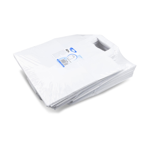Papiertragetaschen 25 x 26 x 17 cm mit EAN-Code weiss, 50 Stk.