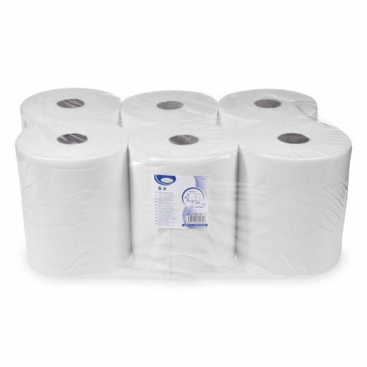 Putztuchrolle perforiert 100% Zellstoff 2-lagig Ø 19 x 22 cm x 160m weiß, 6 Stk.