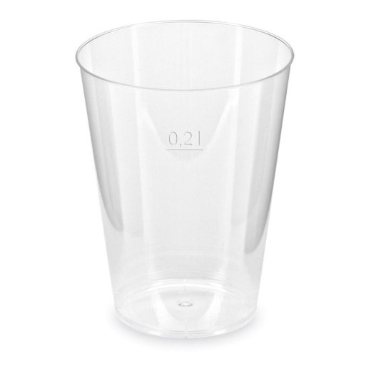 Trinkglas Trinkbecher Plastikbecher glasklar mit Eichstrich bei 200ml, 50 Stk.