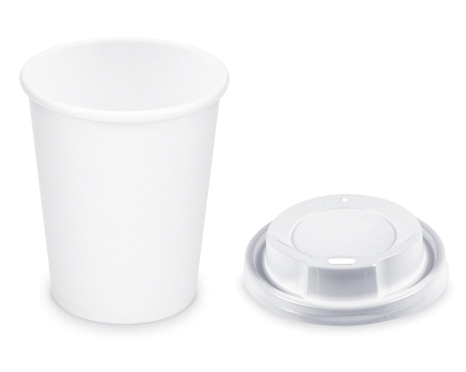 Pappbecher Getränkebecher weiß 150 ml 200 ml Ø 73mm inkl. Trinkdeckel 100 Stk.