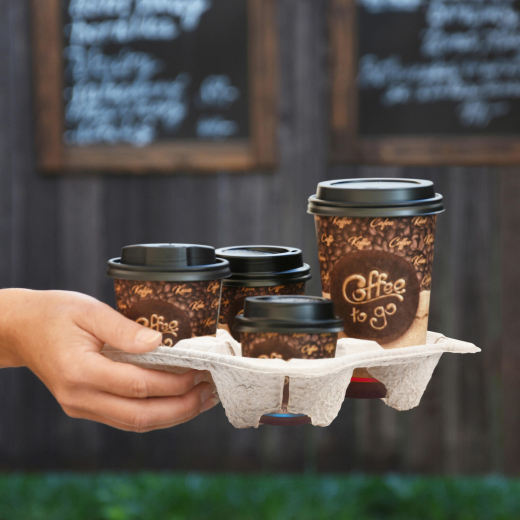 Getränkehalter Tragetablett Becherhalter 4 Becher Coffee to Go 21x21cm, 30 Stk.