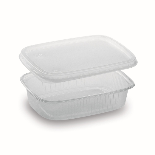 Rechteckbecher klar 125 ml mit Deckel PP mikrowellengeeignet, 250 Stk.