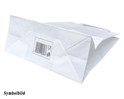 Papiertragetaschen 33 x 32 x 21 cm mit EAN-Code weiß, 250 Stk.