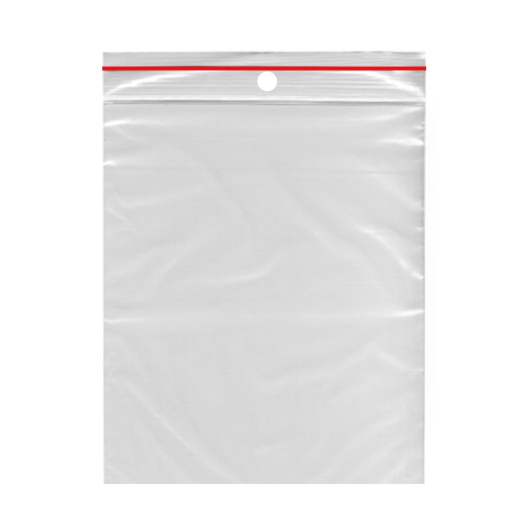 Druckverschlussbeutel 80 x 180 mm mit Lochung Farbstreifen für Brillen, 100 Stk.