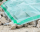 Gitterfolie 250 g/qm transparent mit grünem Gitter und Nagelrand 1,5 m x 50 m