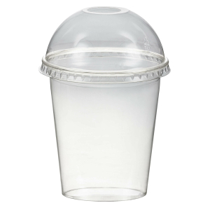 Smoothiebecher + Domdeckel mit Öffnung 300 ml, Ø 95mm, PET, glasklar, 50 Stk.