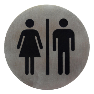 Hinweisschild 'Damen/Herren' aus Edelstahl, Ø7.5cm, 1 Stk.