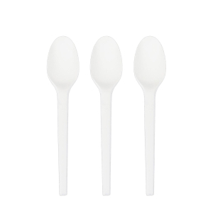Kaffeelöffel aus CPLA, wiederverwendbar, weiß, 14cm, 50 Stk.