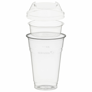 Trinkbecher 400ml + Domdeckel stapelbar + Einsatzbecher Ø 96mm (PLA) 50 Stk.