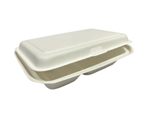 Menüboxen ToGo 251x162x63mm 2-teilig aus Zuckerrohr nature weiß, 50 Stk.