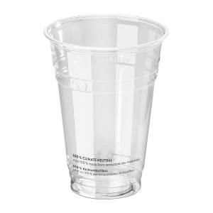 Einweg-Trinkbecher 400 ml mit Eichstrich Ø 96 mm aus PLA, 50 Stk.