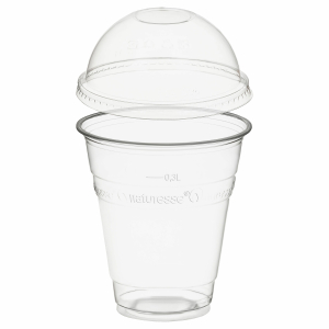 Trinkbecher 300ml mit Domdeckel ohne Loch aus PLA 50 Stk.