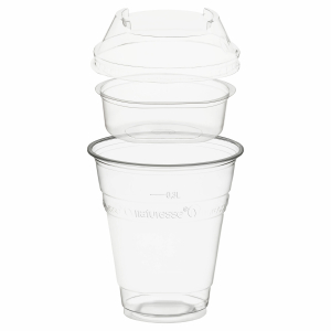 Trinkbecher 300ml + Domdeckel stapelbar + Einsatzbecher Ø 96mm (PLA) 50 Stk.