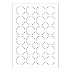 Etiketten Labels selbstklebend weiß rund Durchmesser: 40mm auf DIN A4, 2400 Stk.