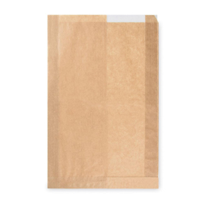 Papierfaltenbeutel Papiertüten mit Fenster braun 22+5 x 34cm Brotlaib, 1000 Stk.