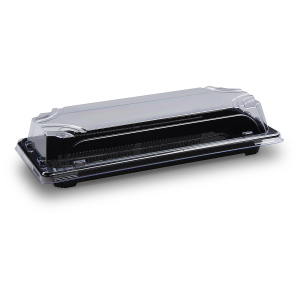 Sushi Schalen schwarz Set mit Deckel transparent PP/rPET 224 x 94 x 45 mm, 50 Stk.